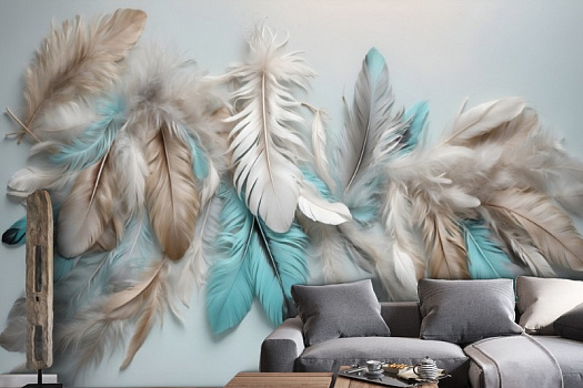 Фотообои в интерьере артикул AG-FT-081, Feathers, Design Studio 3D