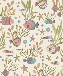 Детские зелёные обои Grandeco Little Dreamers LD 3318